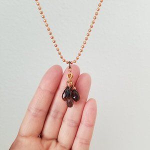 Smoky Quartz Briolette Necklace in Copper